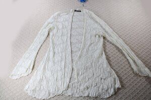 NWT Surrealist Cream Sheer Stretch Lace Duster Jacket 2 USA Bohemian Size 2